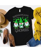 Gnome St Patricks Day Shenanigans Gnomies Shamrock Gnomes Shirt Unisex Standard T-Shirt black s